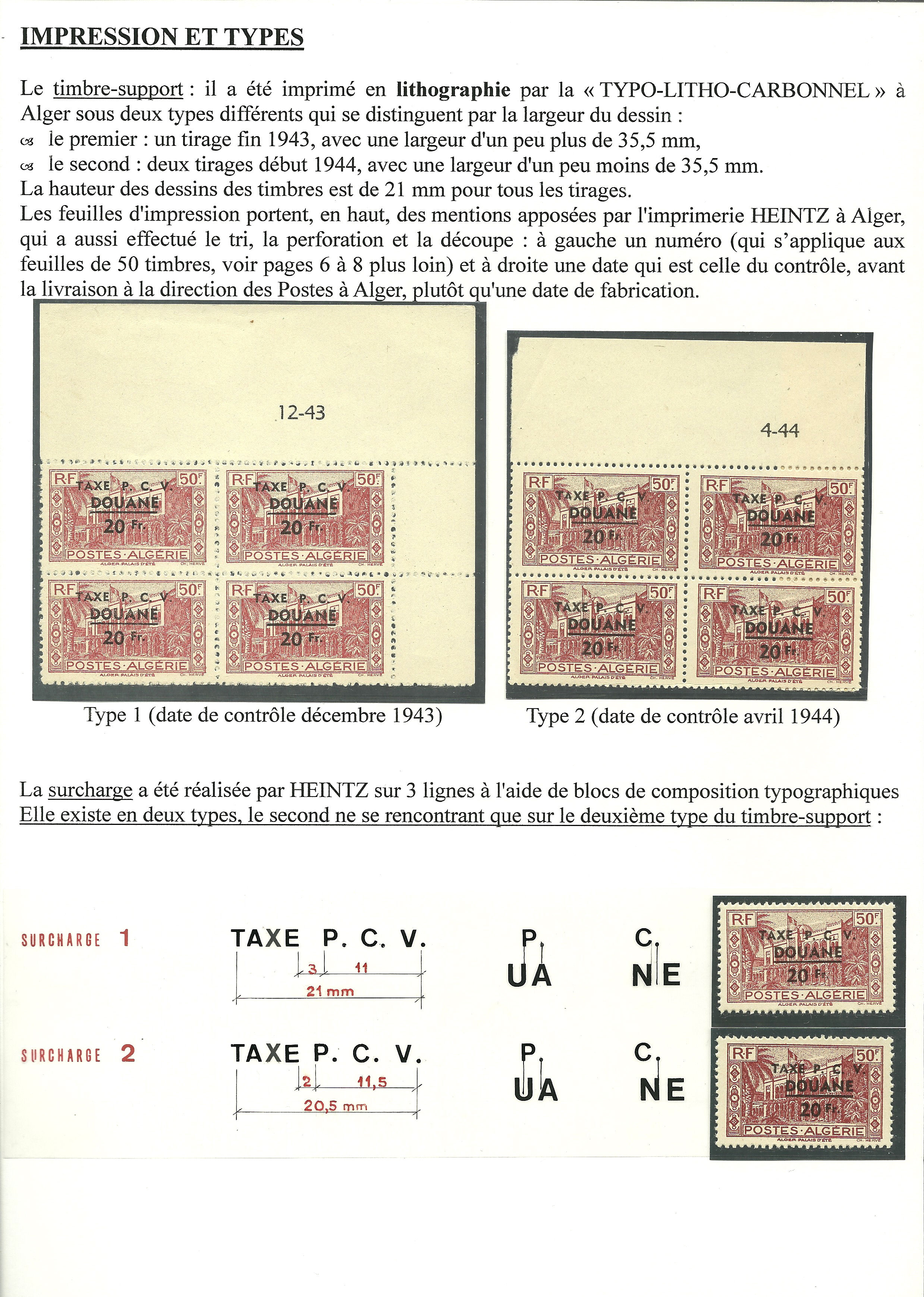 Taxe ���������P.C.V Douane��������� Alg������rie (1944 / 1945) p. 2