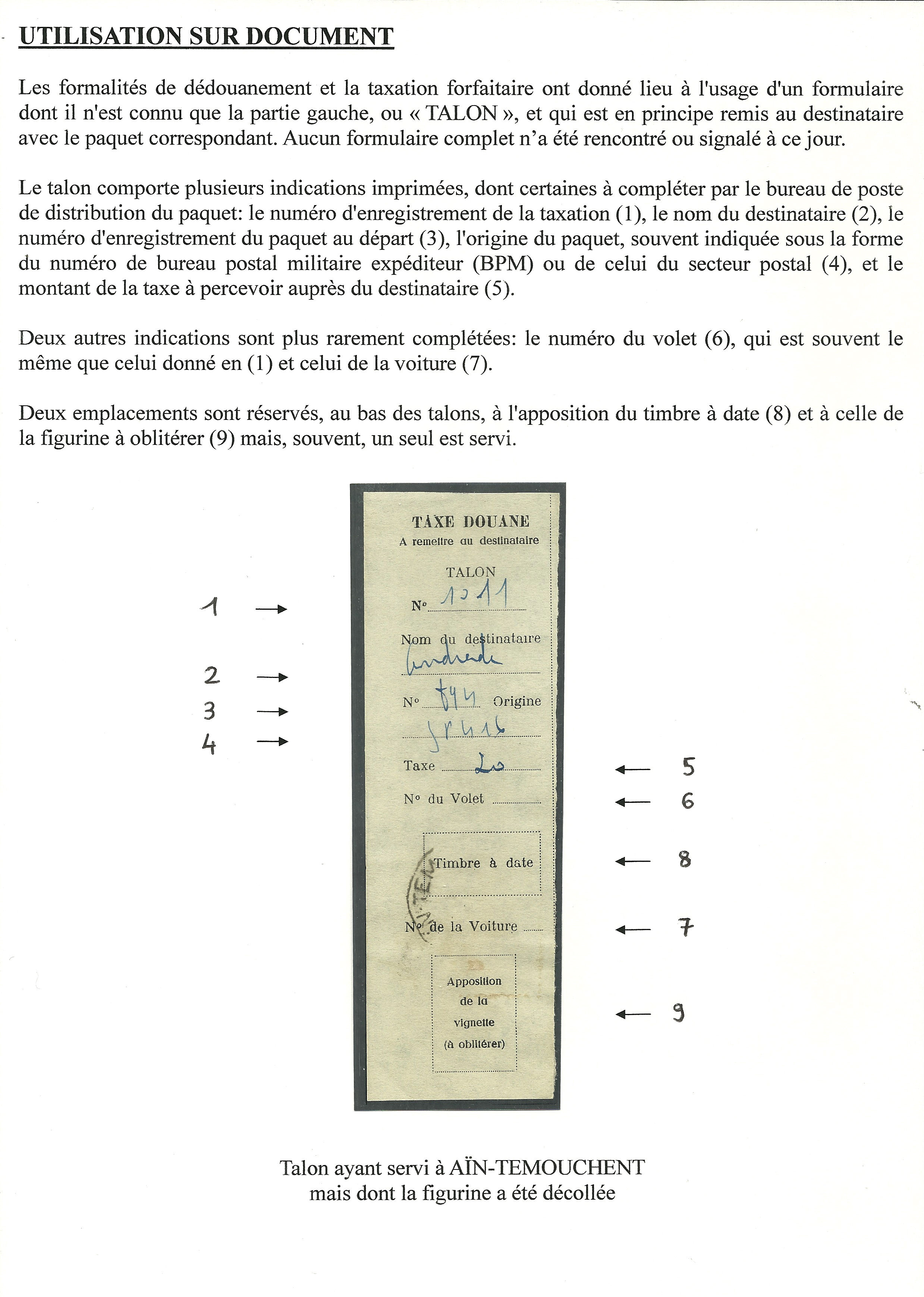 Taxe ���P.C.V Douane��� Alg��rie (1944 / 1945) p. 9