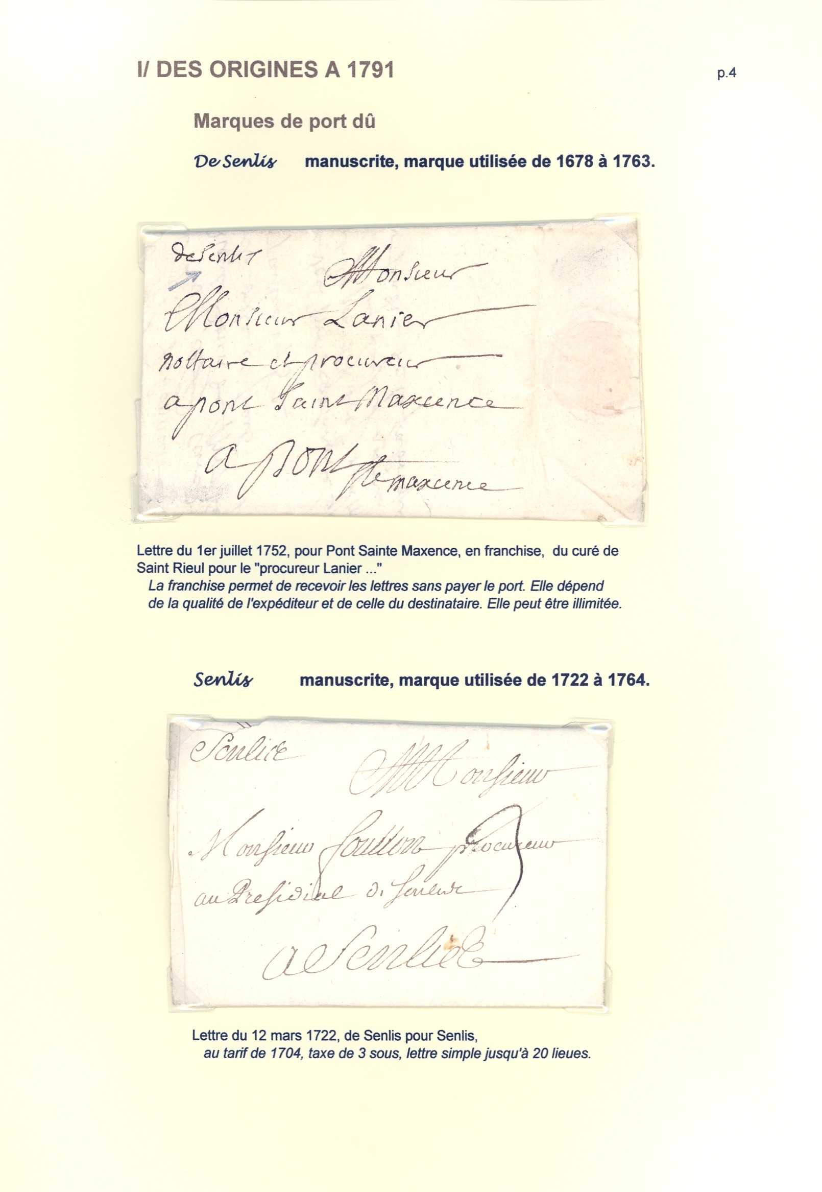 Histoire postale de Senlis des origines �� 1904 p. 4
