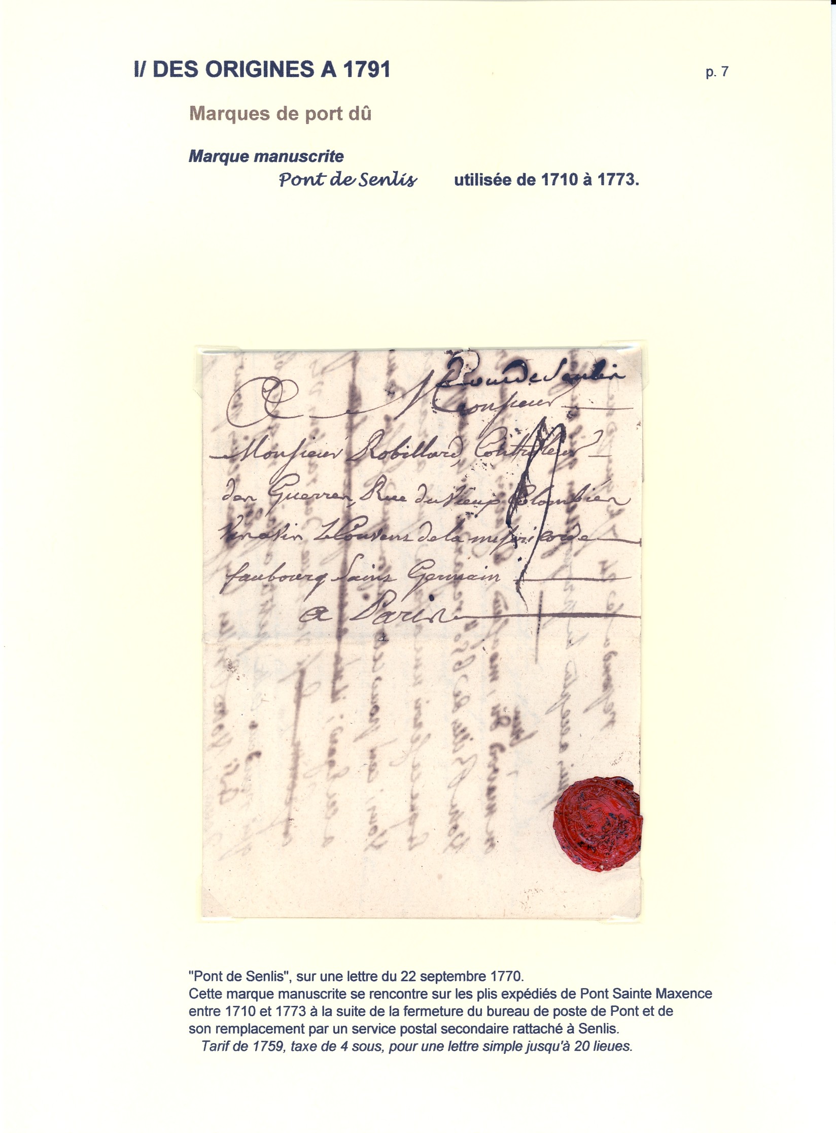 Histoire postale de Senlis des origines �� 1904 p. 7