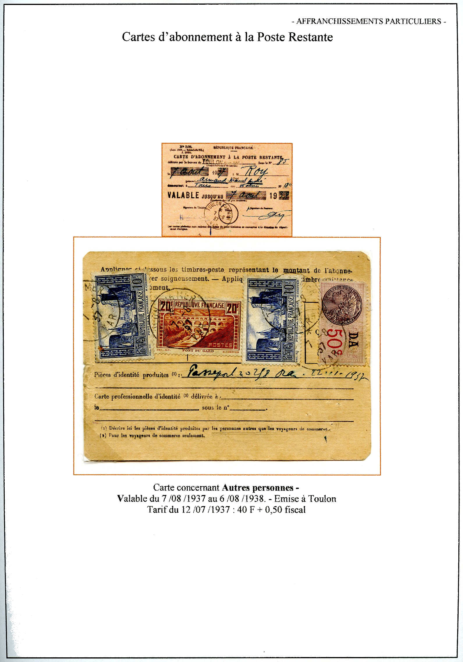 Les tarifs et les diff��rentes utilisations postales du 20 F. Pont du Gard p. 11