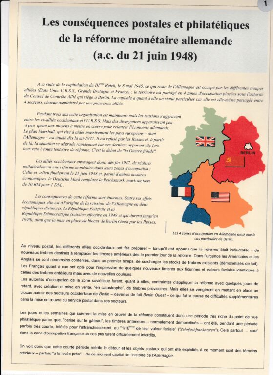 Les conséquences postales de la réforme monétaire de 1948 en Allemagne