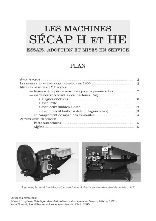 Les machines Sécap H et HE – Essais, adoption et mise en service