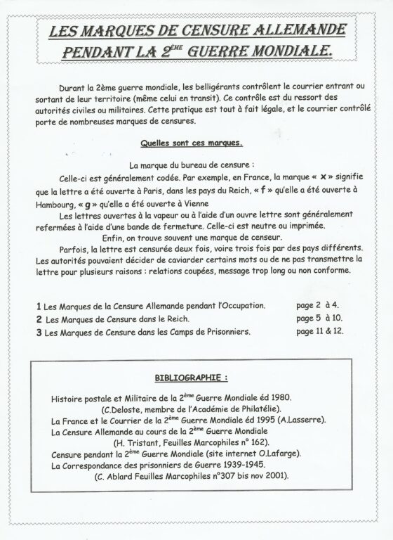 Les marques de censure allemandes pendant la IIème Guerre Mondiale