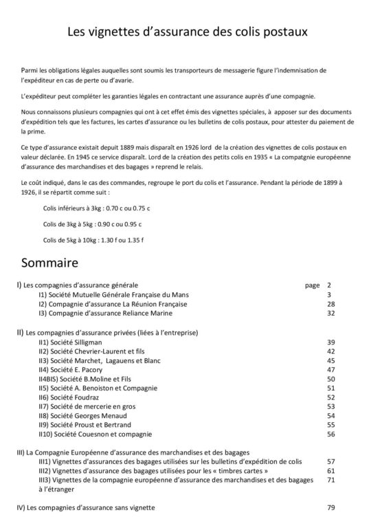 Les vignettes d’assurance des Colis postaux