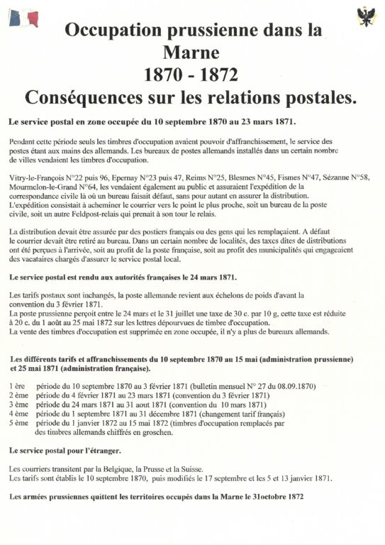 Occupation Prussienne dans la Marne 1870-1872 : Conséquences sur les relations postales