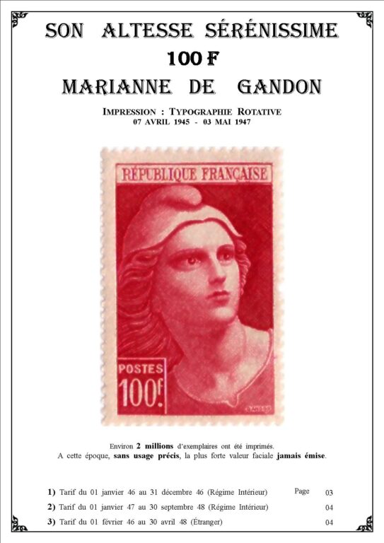 Son altesse sérénissime 100F Marianne de Gandon