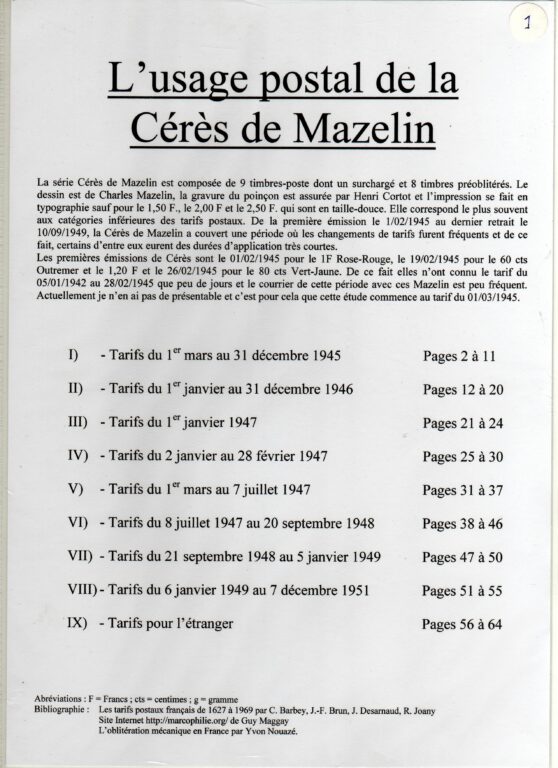 L’usage postal de la Cérès de Mazelin