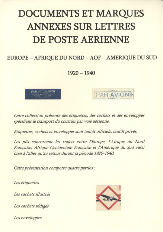Documents et marques annexes sur lettres de poste aérienne